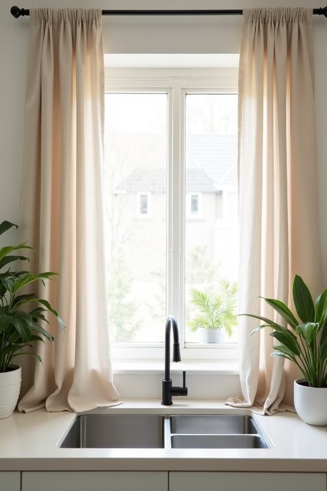 monochromatic linen curtain elegance