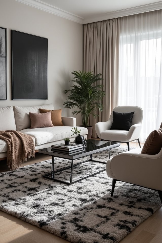 monochrome carpets enhance elegance