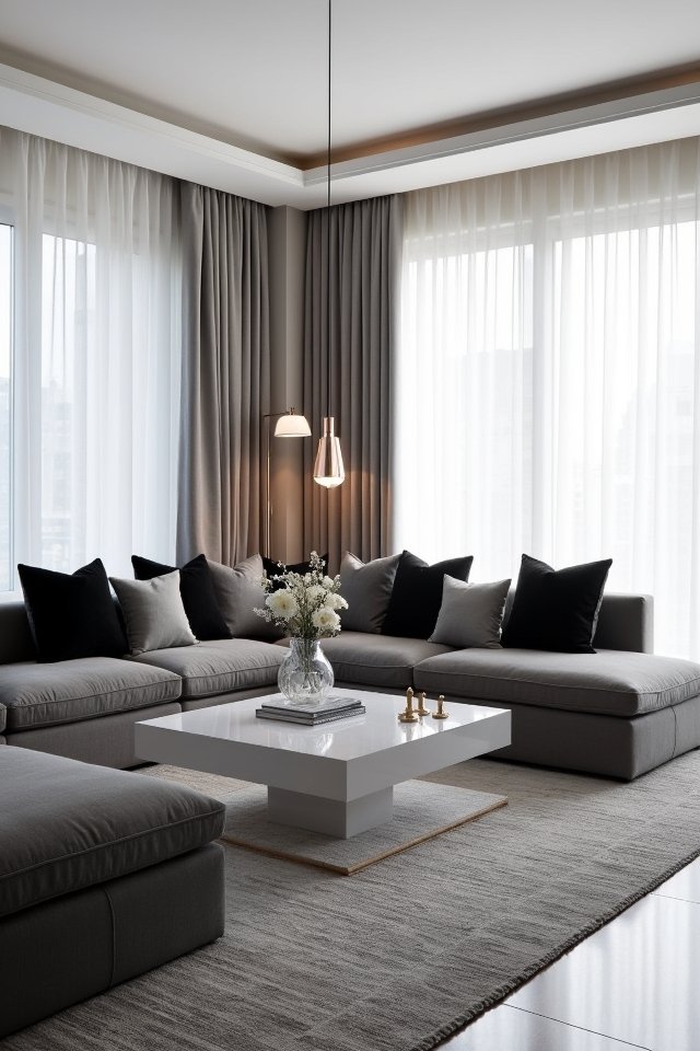 monochrome chic living room