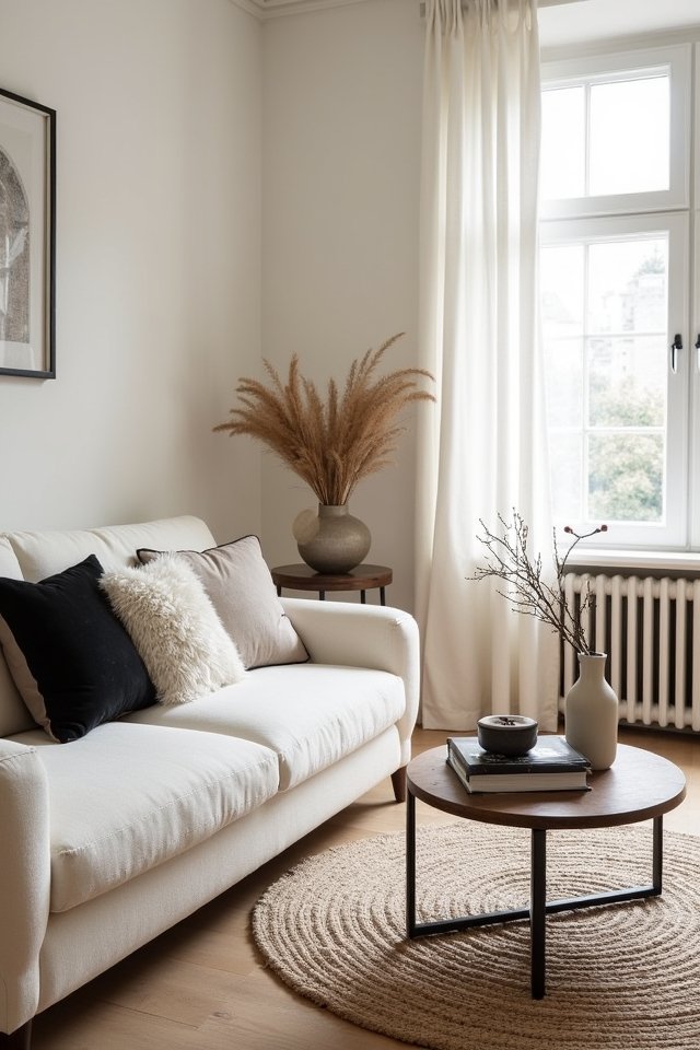 monochrome cozy living space