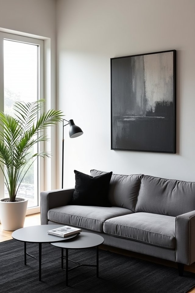 monochrome minimalist living room