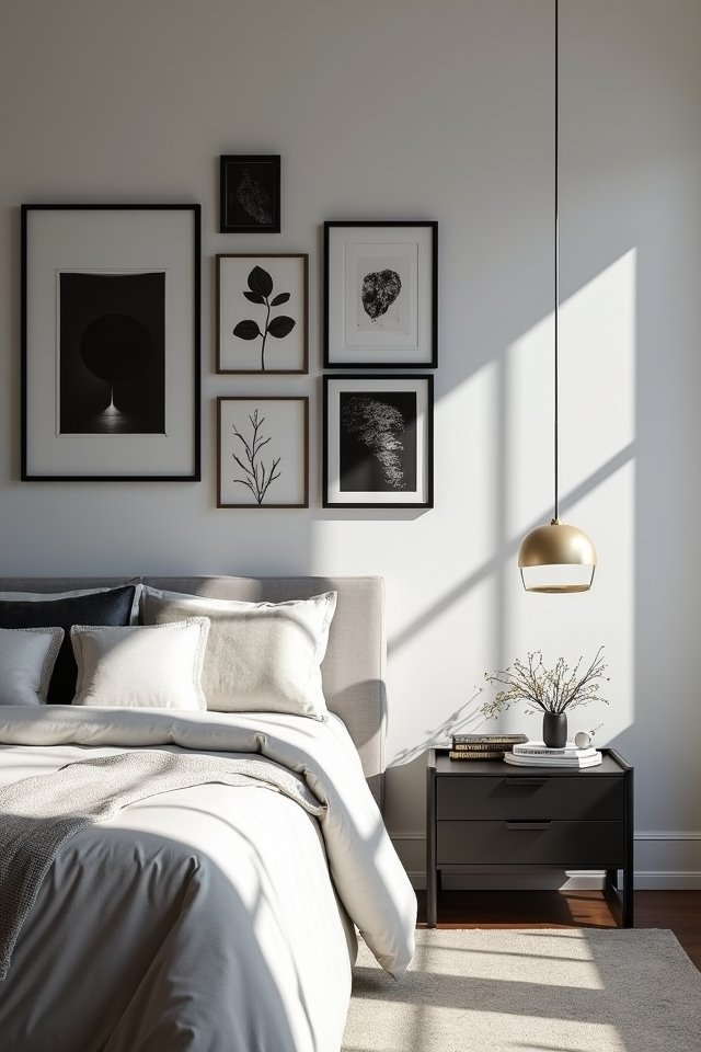 monochrome wall art display