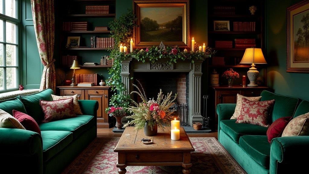 moody cottagecore living room