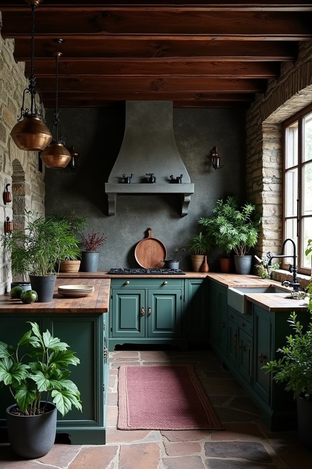 moody gothic farmhouse kitchen