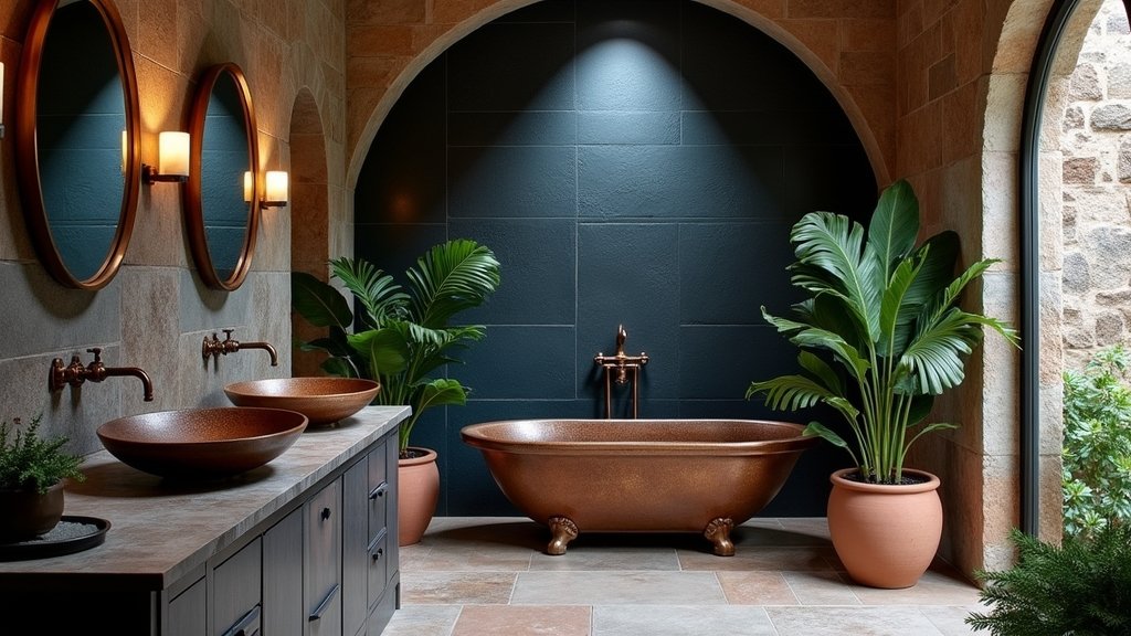 moody mediterranean bathroom hardware