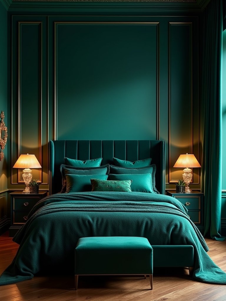 moody teal bedroom retreat