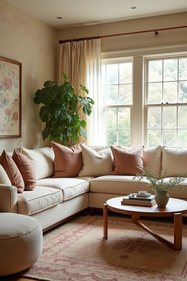 multicolored beige living room