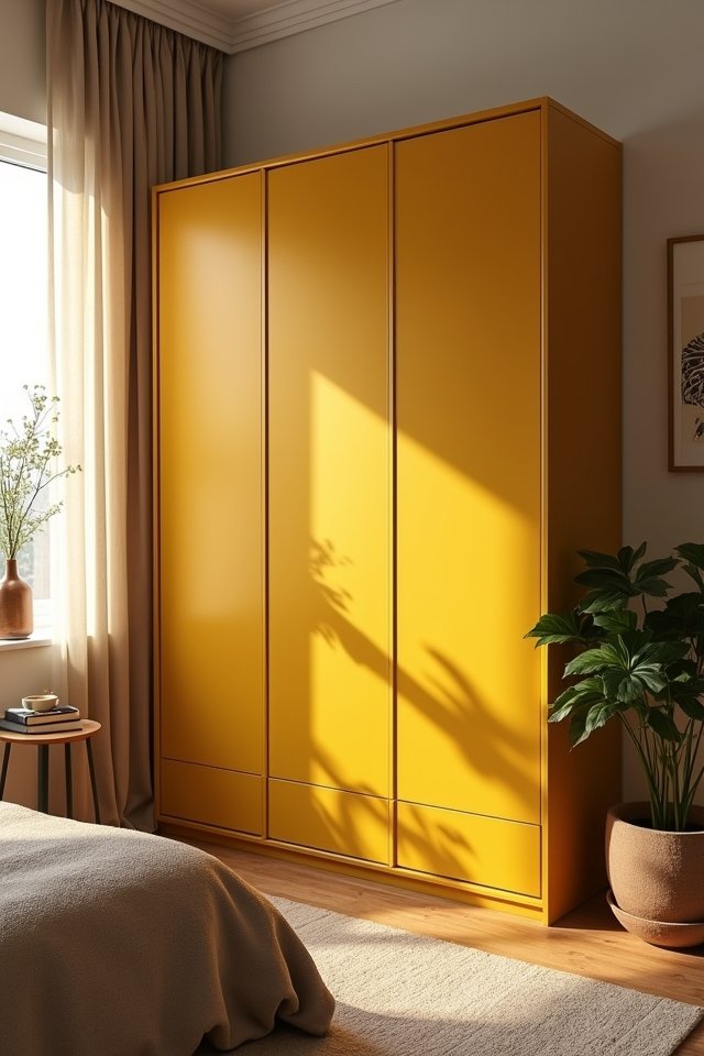mustard yellow bedroom accents