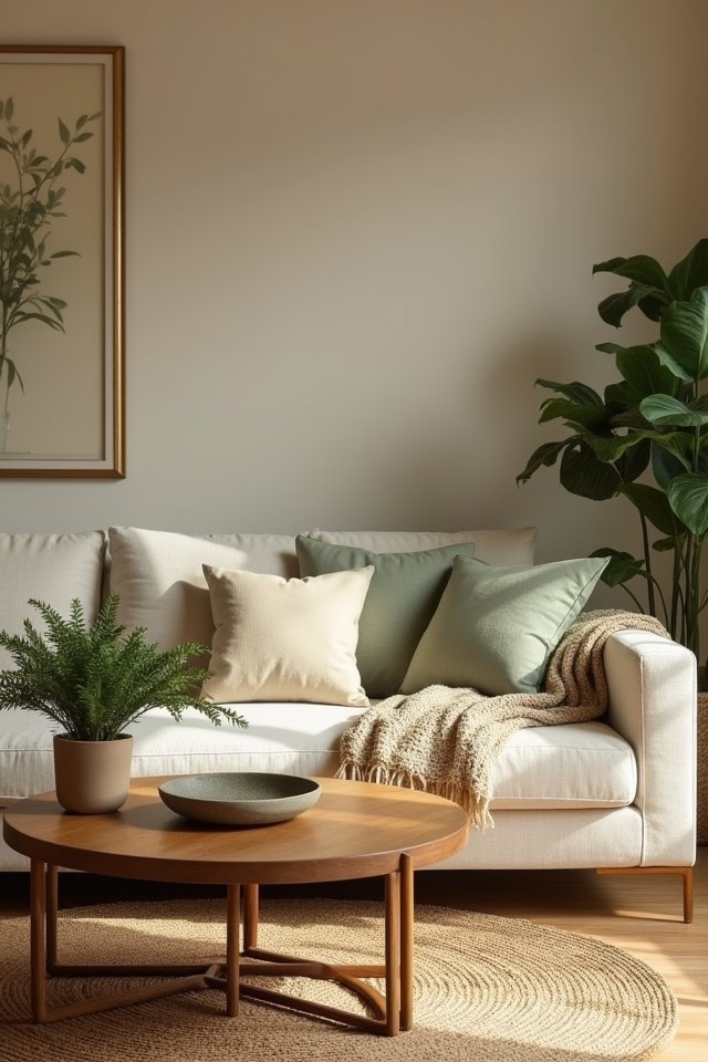 muted green cozy accents