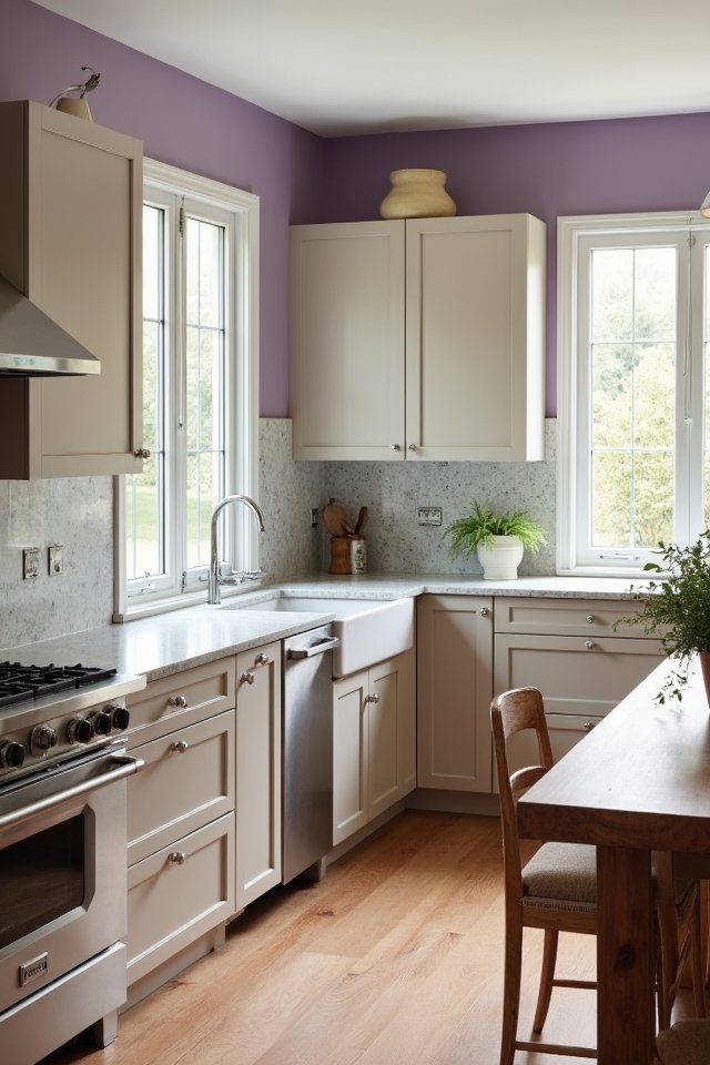 muted lavender and beige