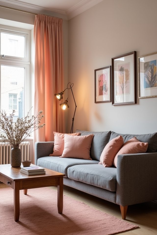 muted peach and grey elegance