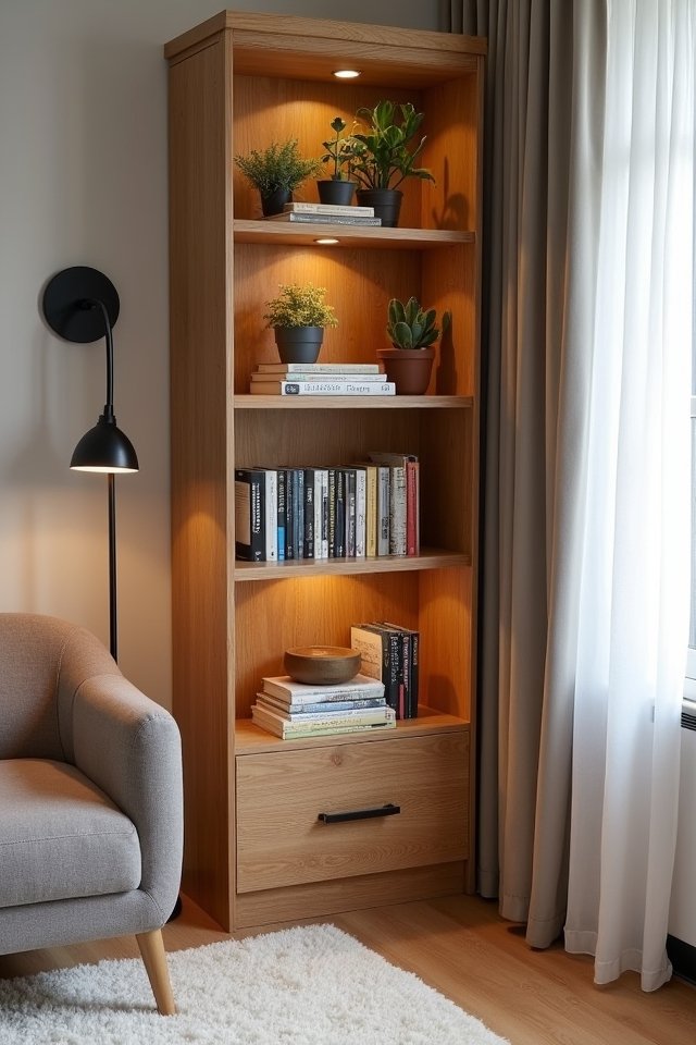 narrow bookcases for small spaces