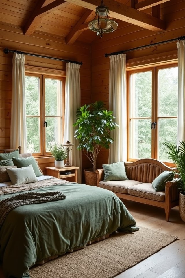 natural wood and greens