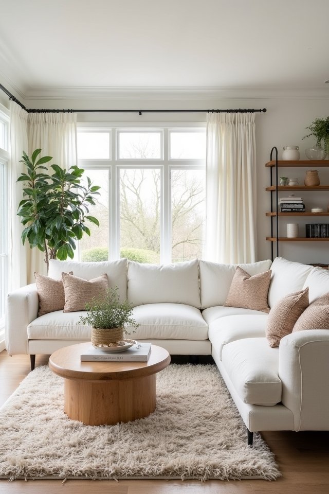 natural wood living room accents