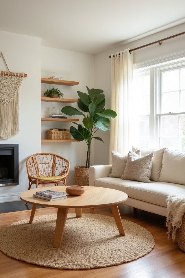 natural wood living room decor