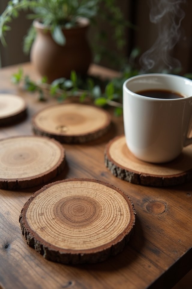 natural wood slice coasters