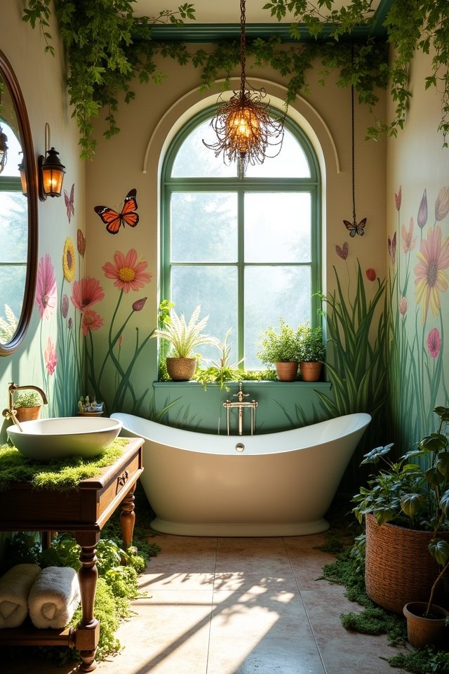 nature inspired bathroom artwork