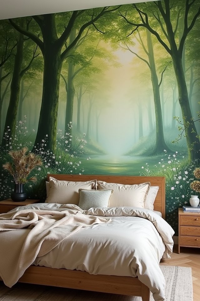 nature inspired bedroom mural