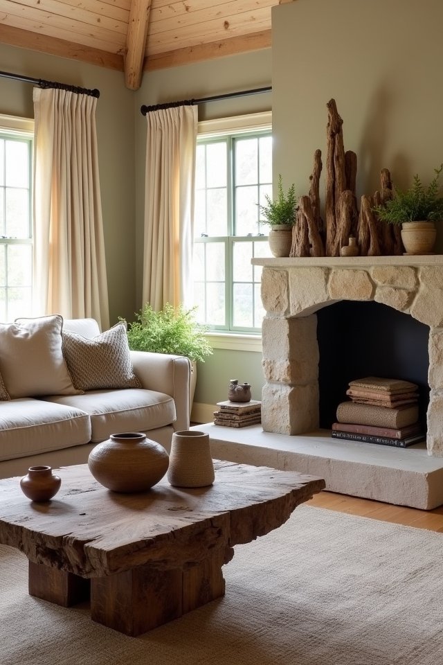 nature inspired cozy living space