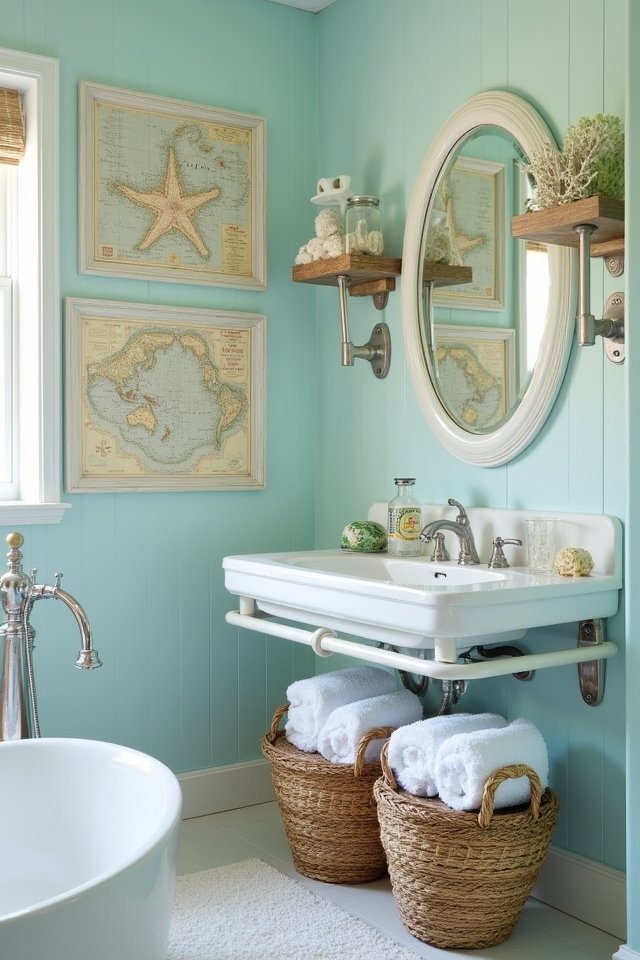 nautical themed bathroom transformation