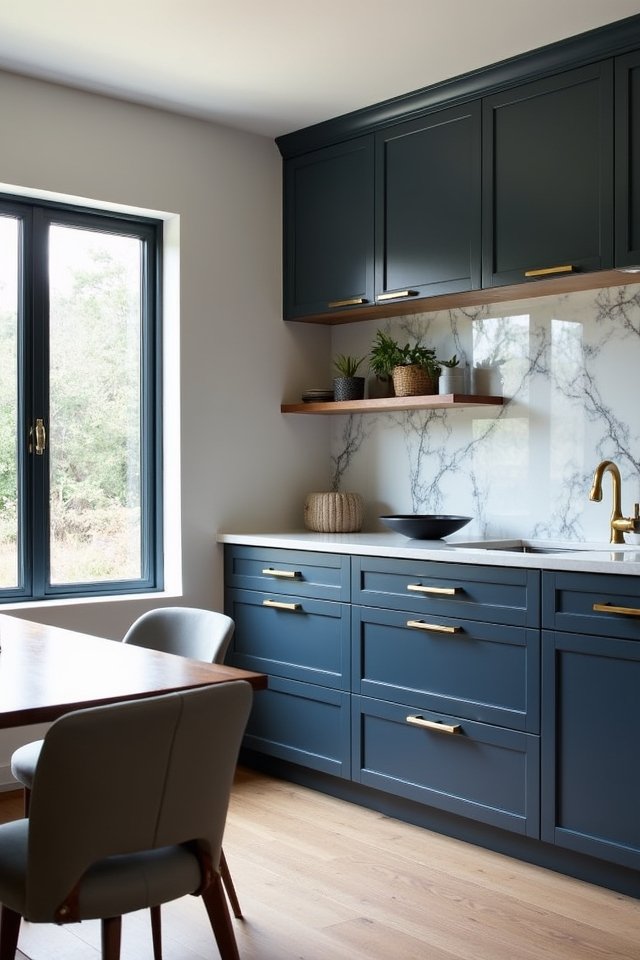 navy and gray kitchen design