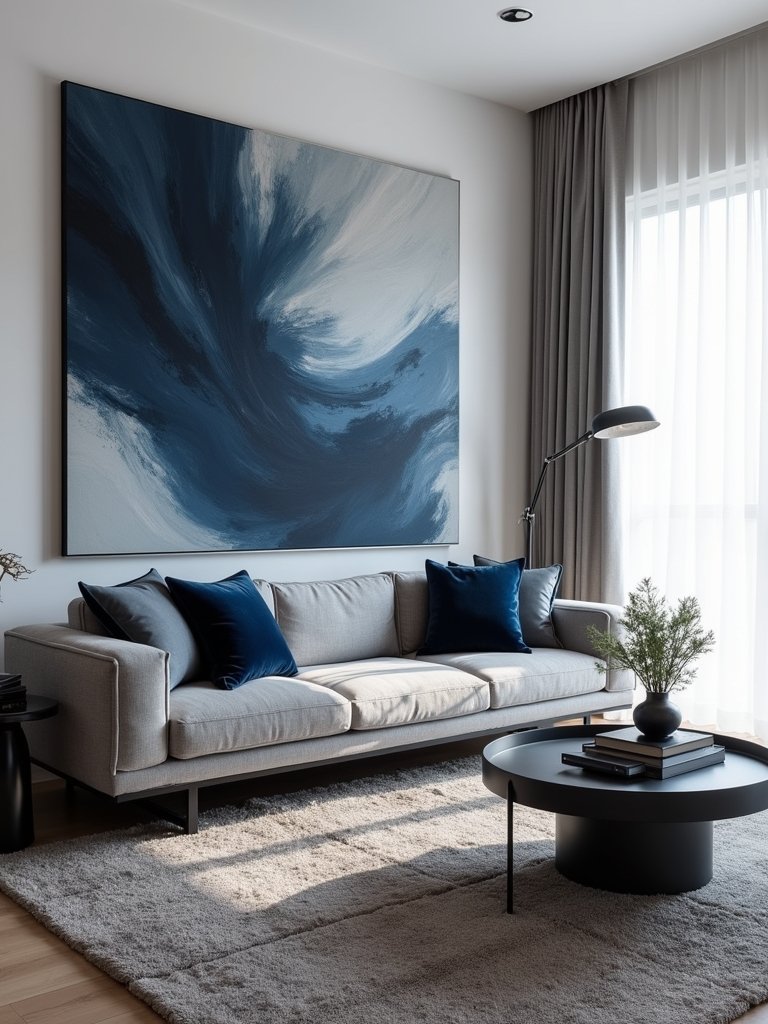 navy and grey artwork