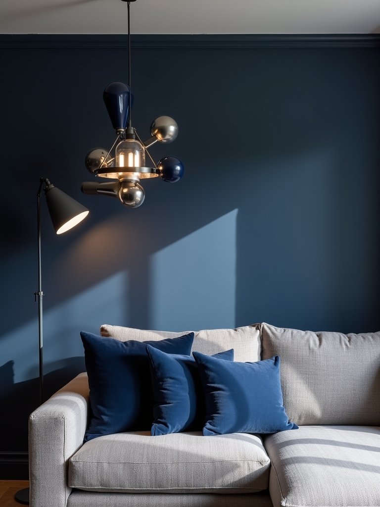 navy and grey lighting elegance