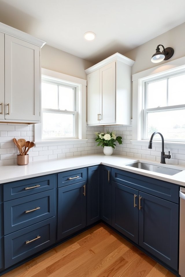 navy and white kitchen elegance