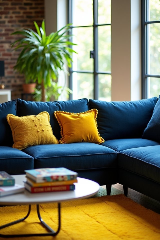 navy and yellow contrast