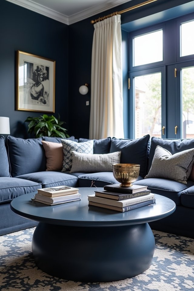 navy blue coffee table elegance