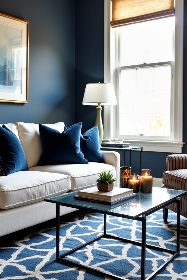 navy blue decor accents