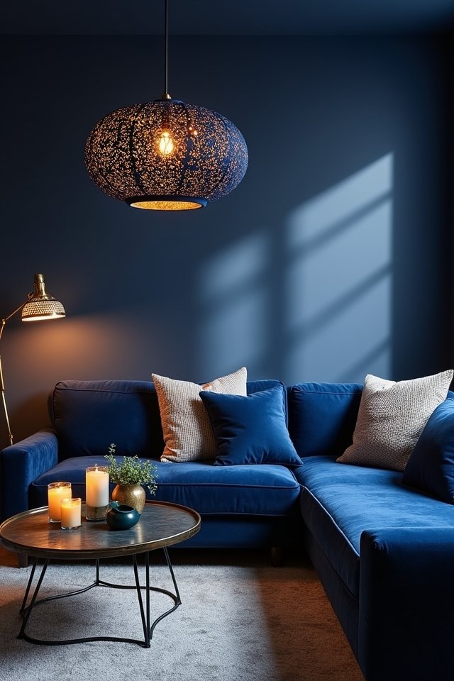 navy blue lighting elegance