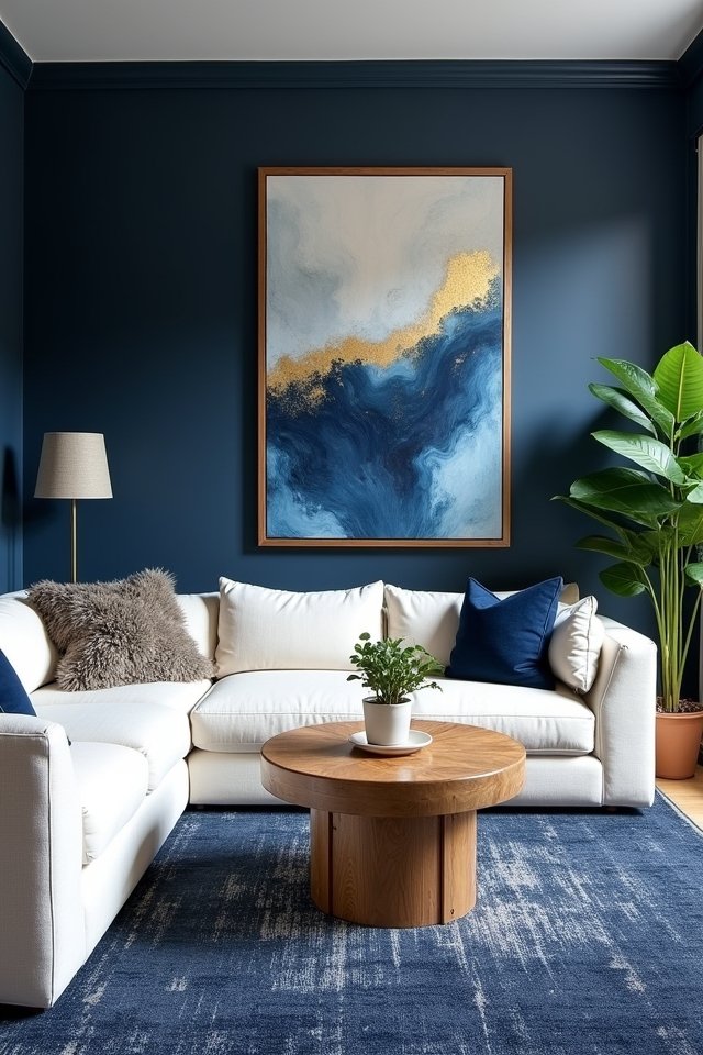 navy blue statement art