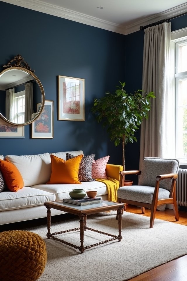 navy blue wall statement
