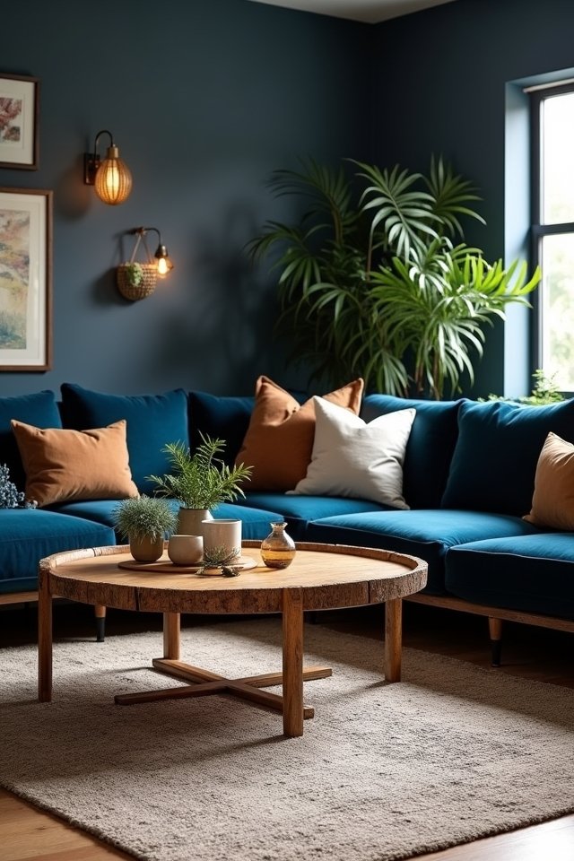 navy blue warm wood