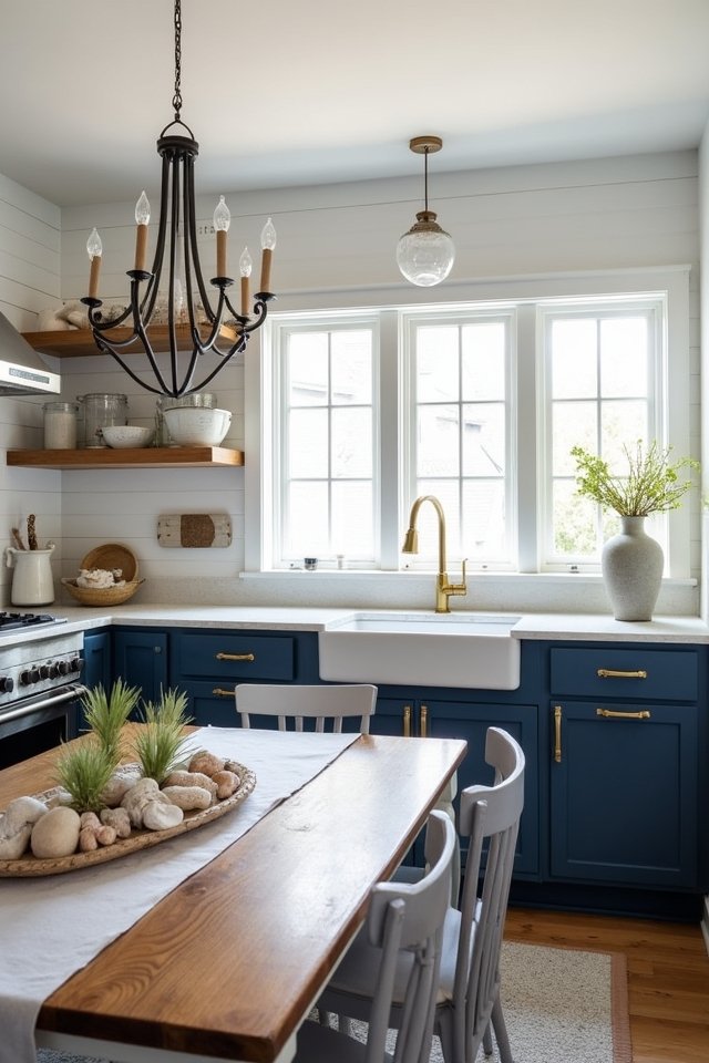 navy cabinets coastal elegance