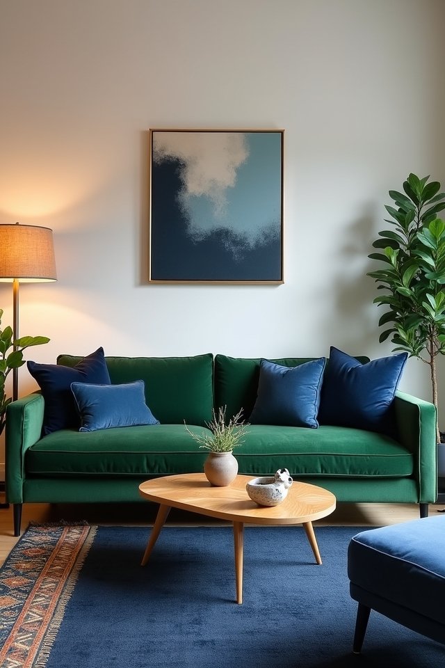 navy green living room elegance