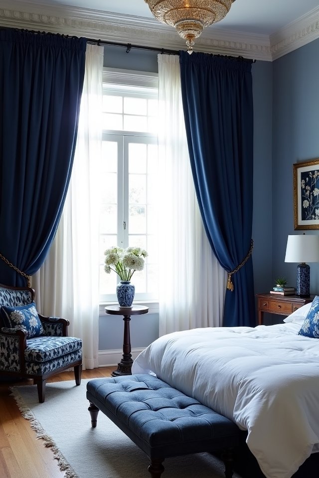 navy window treatments elevate style