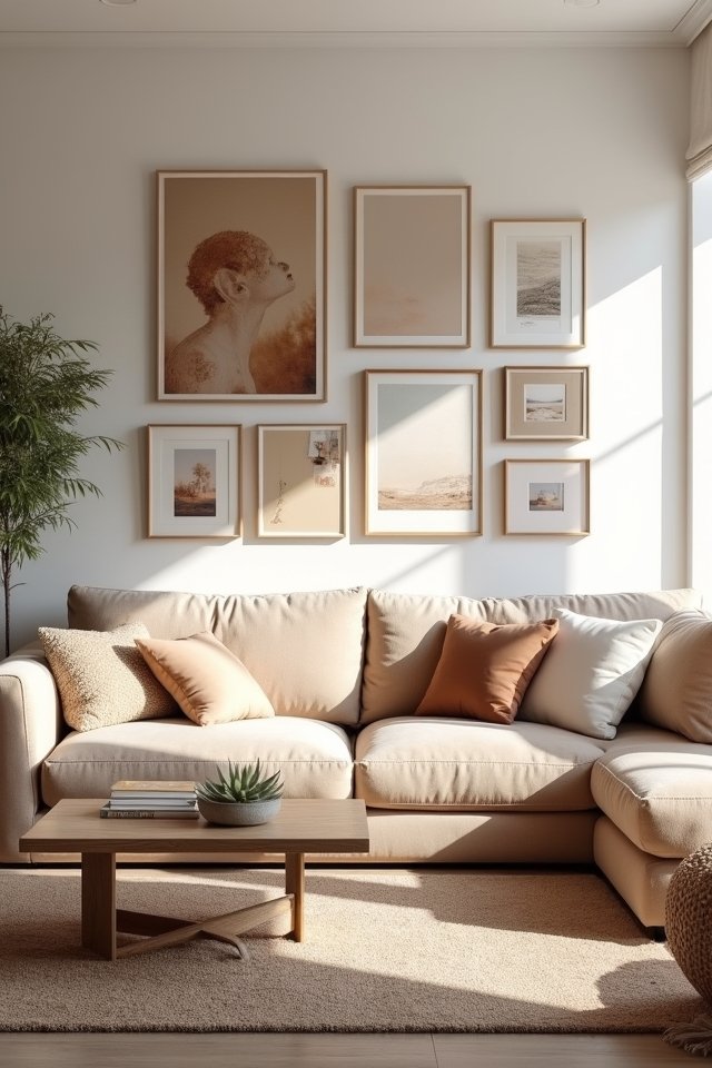 neutral artwork gallery wall