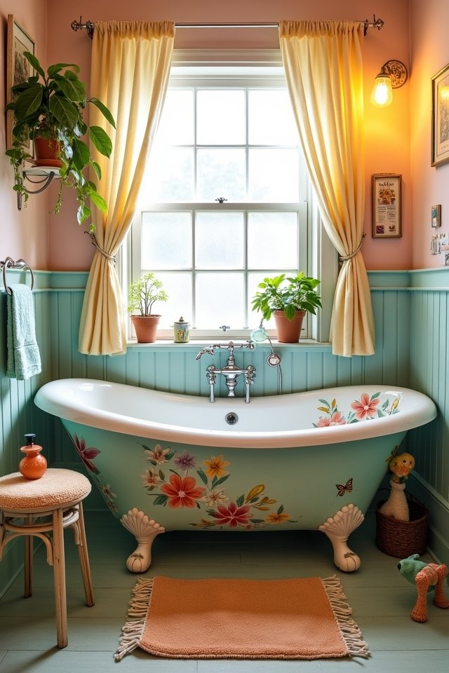 nostalgic retro bathtub decor