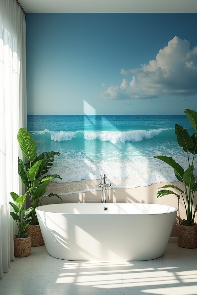 ocean waves mural tranquility