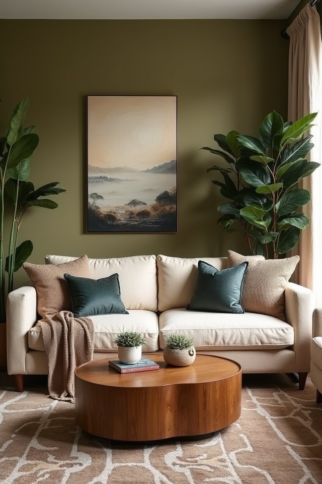 olive green accent wall transformation