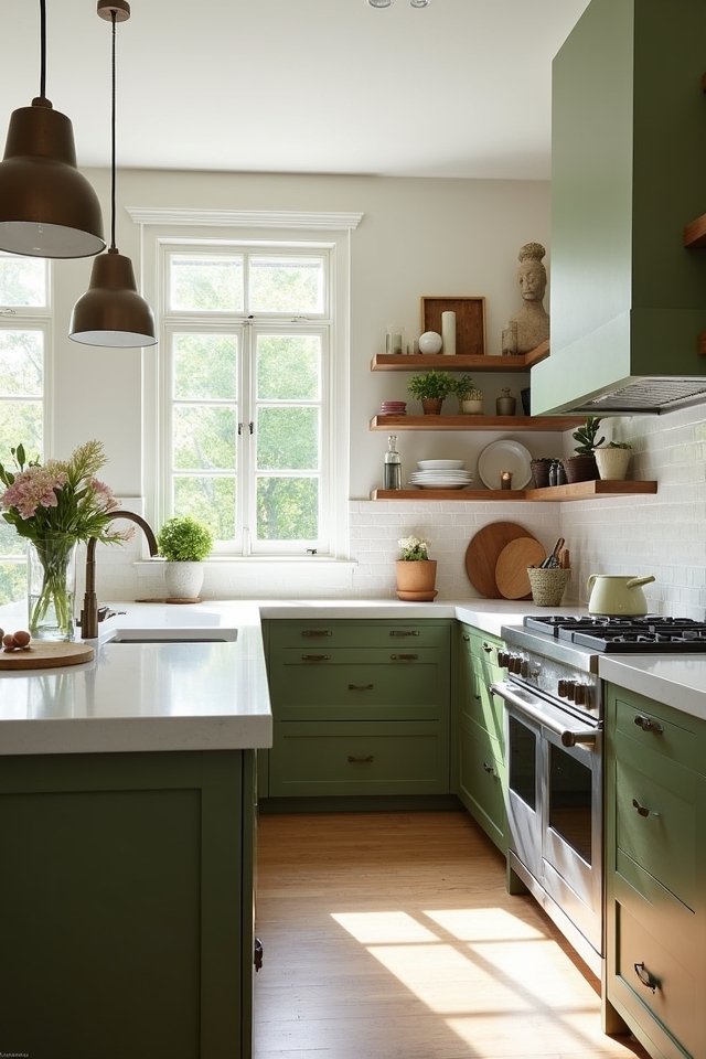 olive green and white contrast