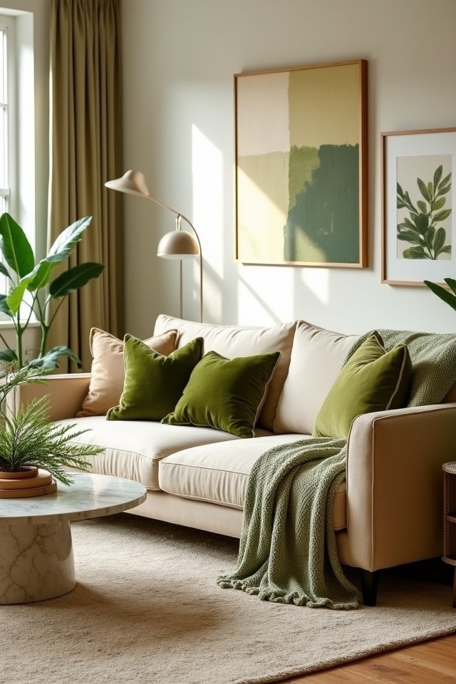 olive green decorative accents