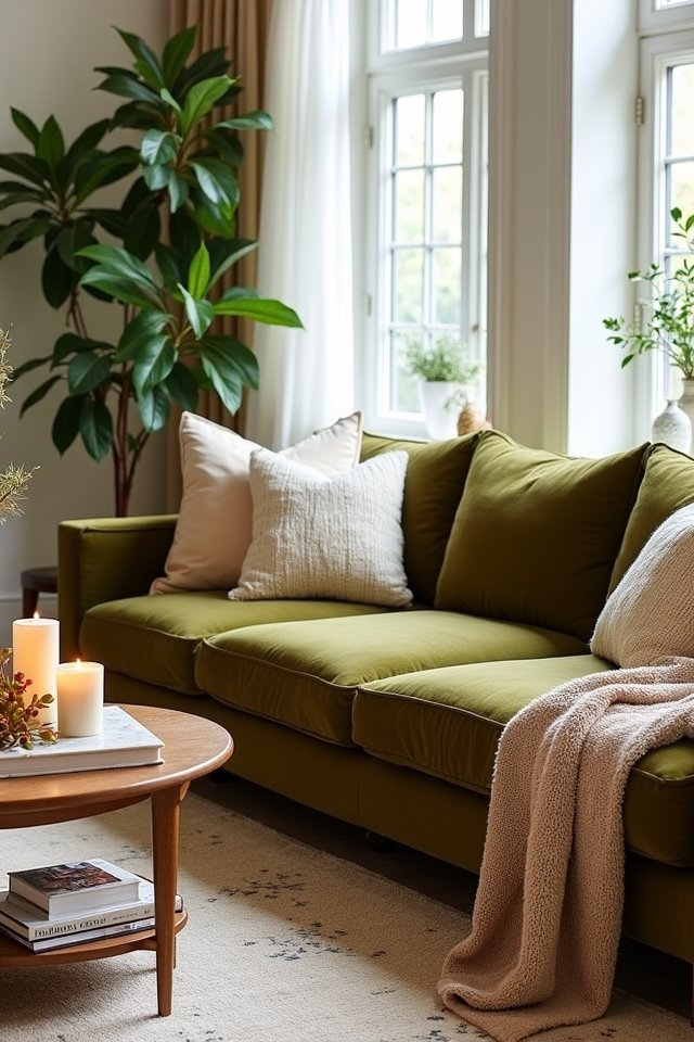olive green sofa charm