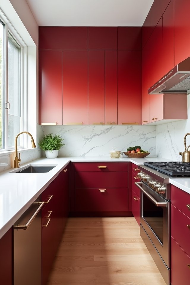 ombre red cabinet design