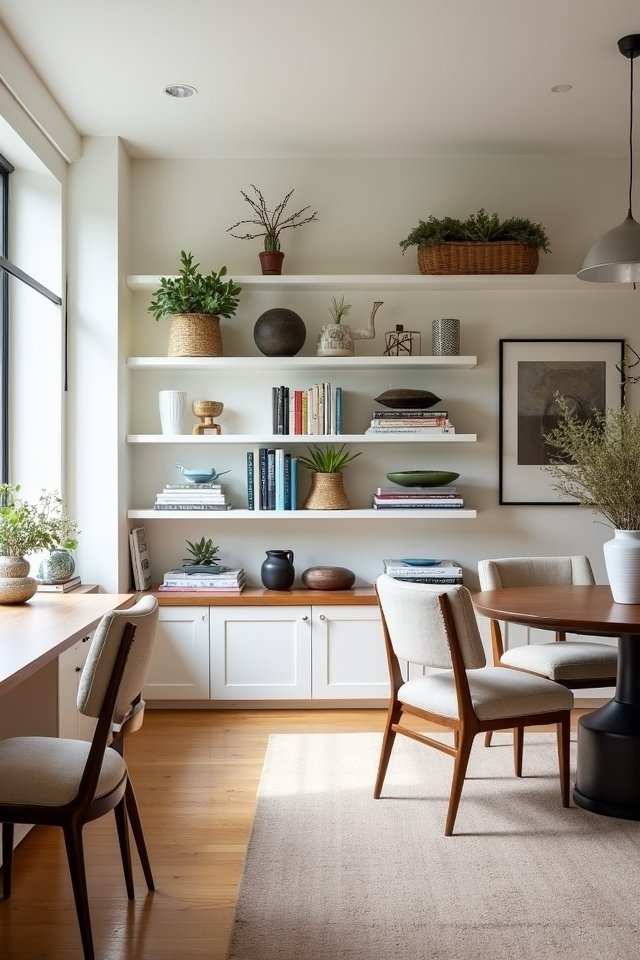 open shelving displays personality