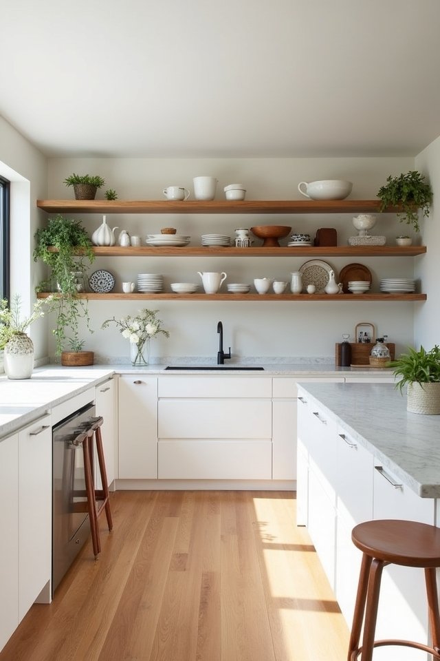 open shelving enhances aesthetics