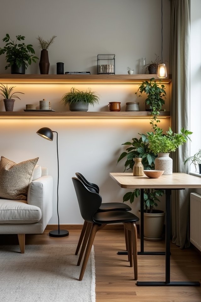 open shelving enhances aesthetics