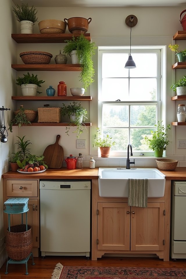 open shelving kitchen display